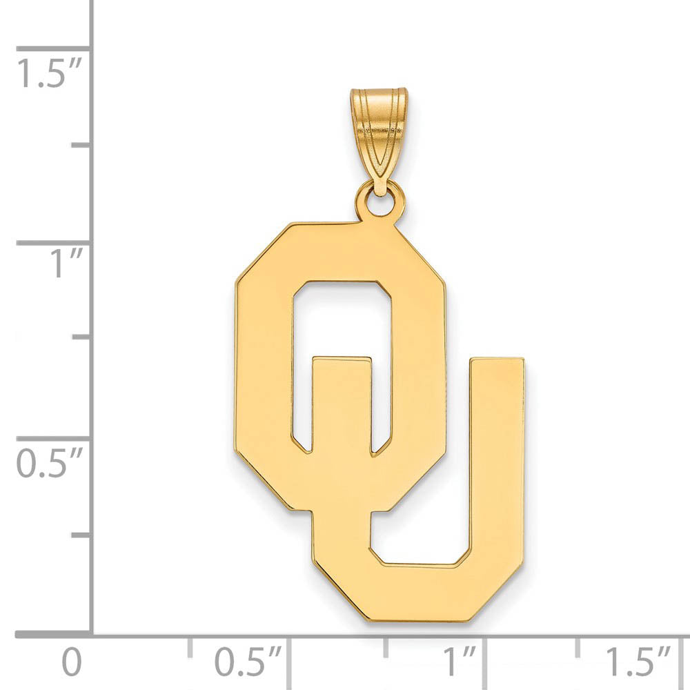 Alternate view of the 14k Yellow Gold U. of Oklahoma XL Pendant by The Black Bow Jewelry Co.