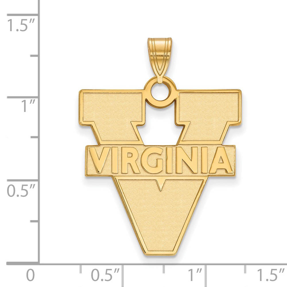 Alternate view of the 14k Yellow Gold U. of Virginia XL 'V' Logo Pendant by The Black Bow Jewelry Co.