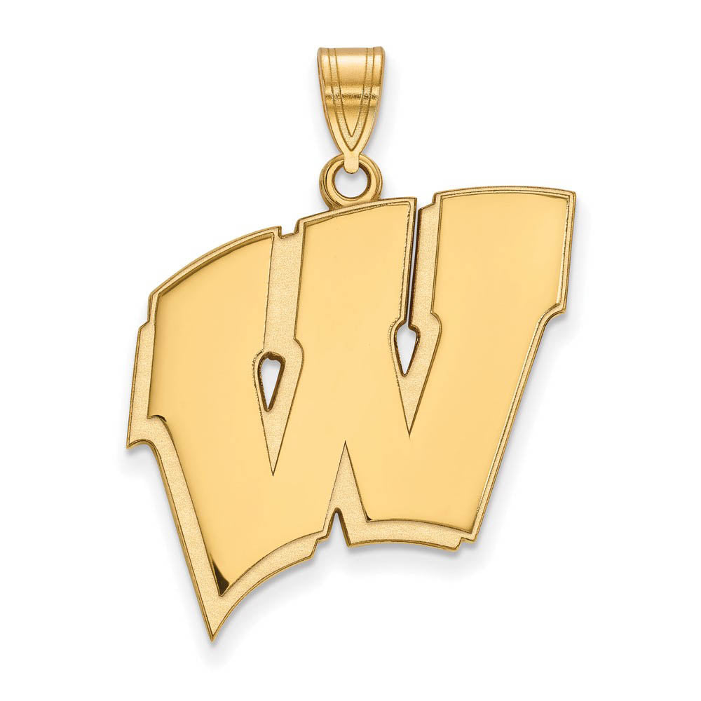 14k Yellow Gold U. of Wisconsin XL Initial W Pendant, Item P22164 by The Black Bow Jewelry Co.