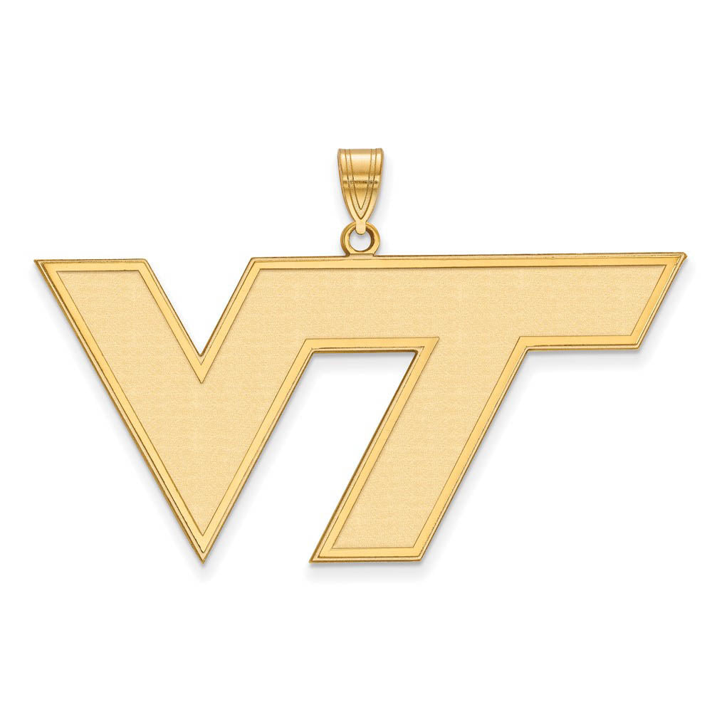 14k Yellow Gold Virginia Tech XL Logo Pendant, Item P22165 by The Black Bow Jewelry Co.