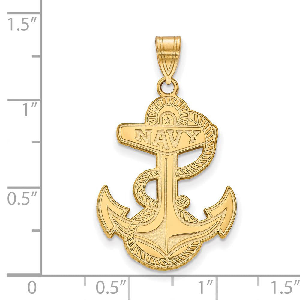 Alternate view of the 14k Yellow Gold U.S. Naval Academy XL Pendant by The Black Bow Jewelry Co.