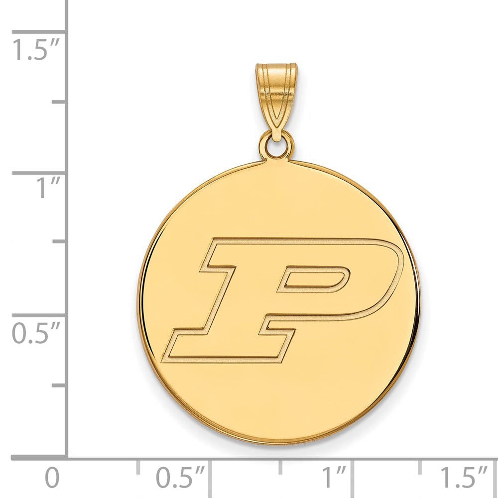 Alternate view of the 14k Yellow Gold Purdue XL Initial P Disc Pendant by The Black Bow Jewelry Co.