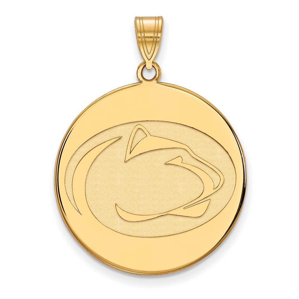 14k Yellow Gold Penn State XL Logo Disc Pendant, Item P22197 by The Black Bow Jewelry Co.