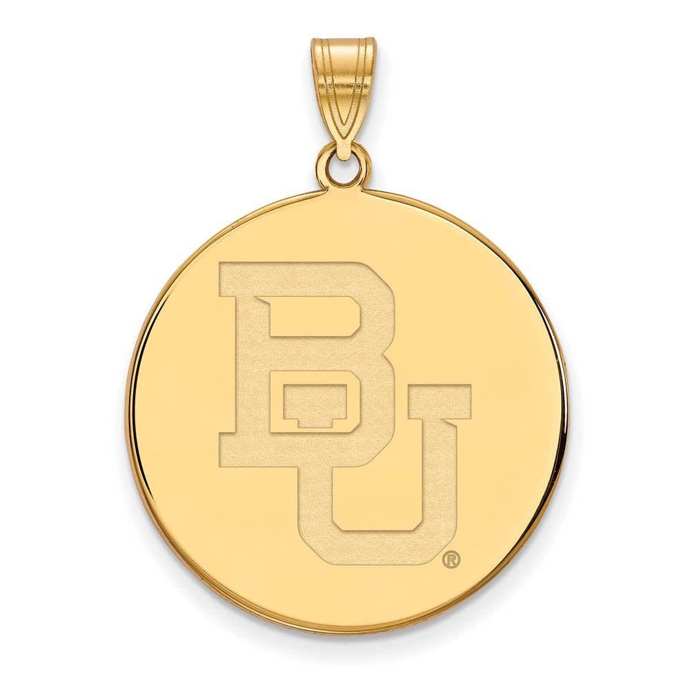 14k Yellow Gold Baylor U XL 'BU' Disc Pendant, Item P22216 by The Black Bow Jewelry Co.