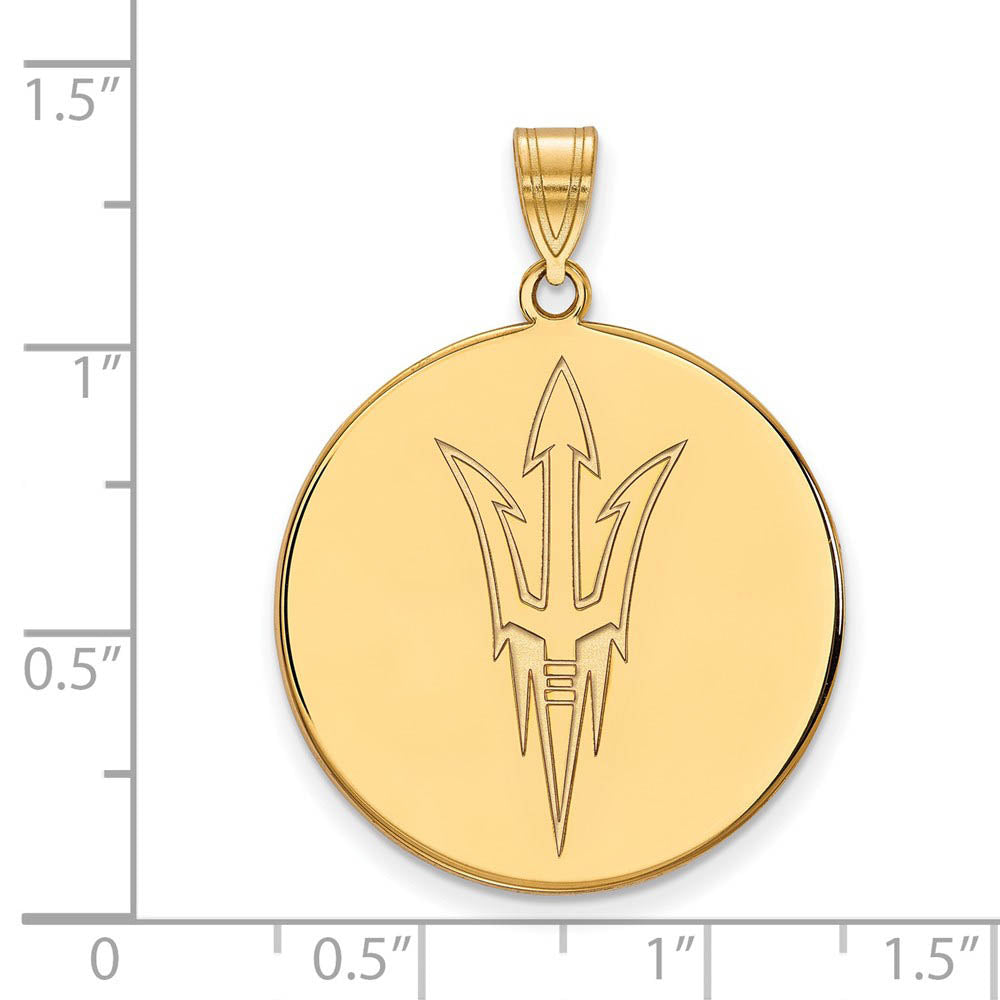 Alternate view of the 14k Yellow Gold Arizona State XL Logo Disc Pendant by The Black Bow Jewelry Co.