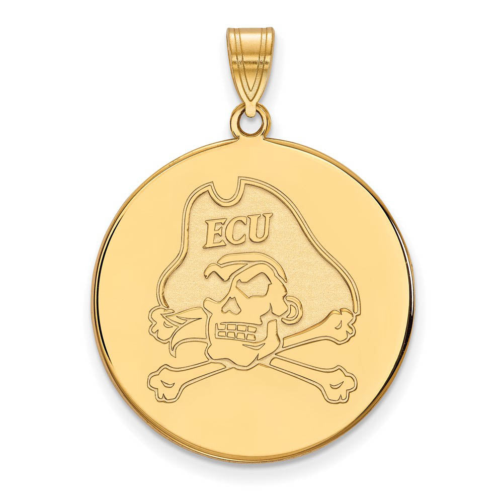 14k Yellow Gold East Carolina U XL Disc Pendant, Item P22248 by The Black Bow Jewelry Co.