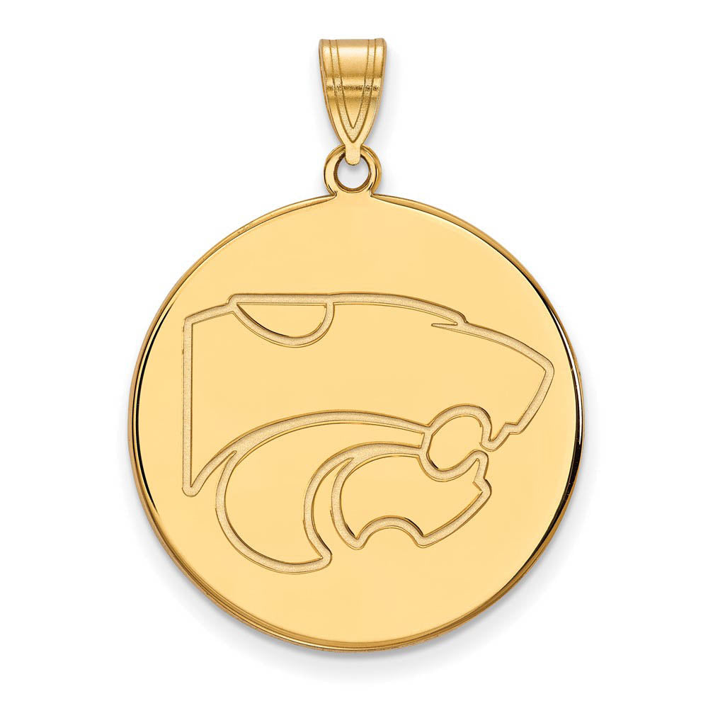 14k Yellow Gold Kansas State XL Mascot Disc Pendant, Item P22251 by The Black Bow Jewelry Co.