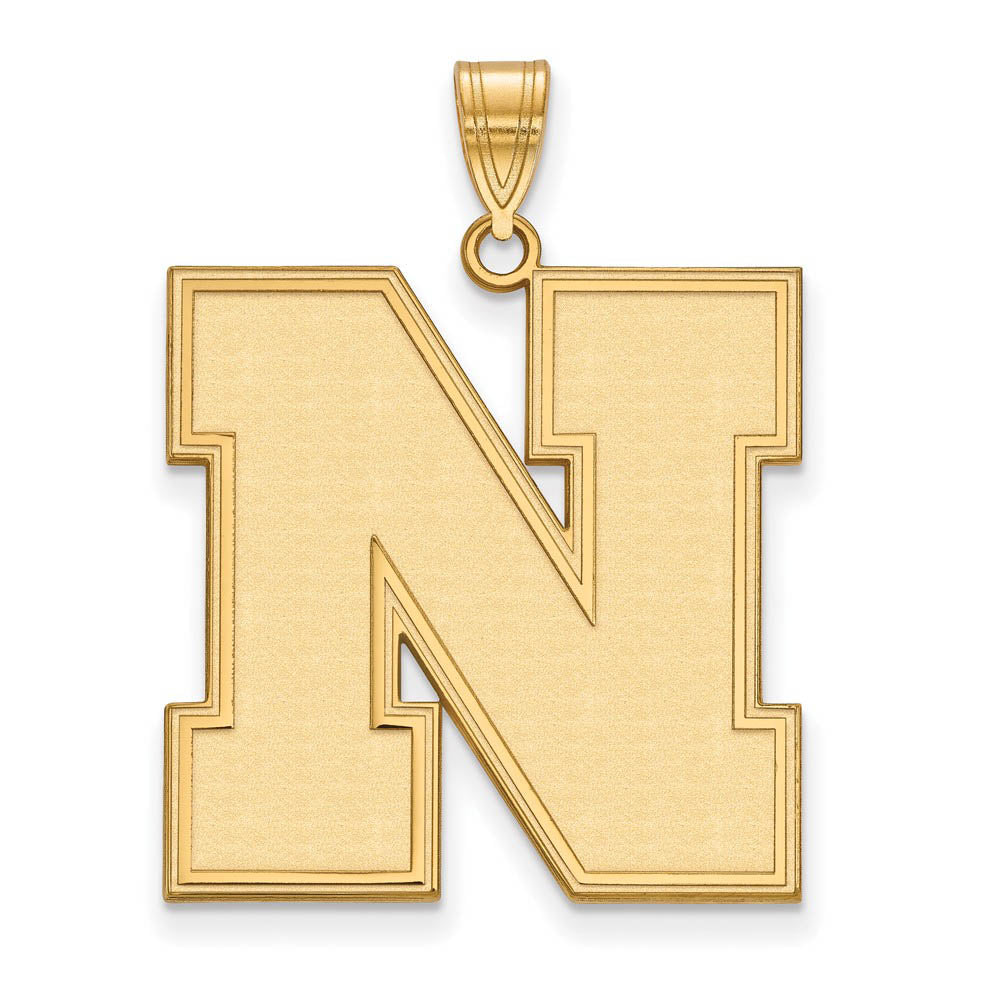14k Yellow Gold U. of Nebraska XL Initial N Pendant, Item P22259 by The Black Bow Jewelry Co.