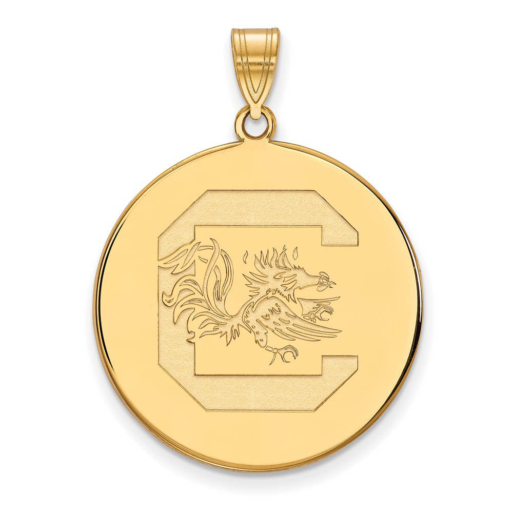 14k Yellow Gold South Carolina XL Disc Pendant, Item P22264 by The Black Bow Jewelry Co.