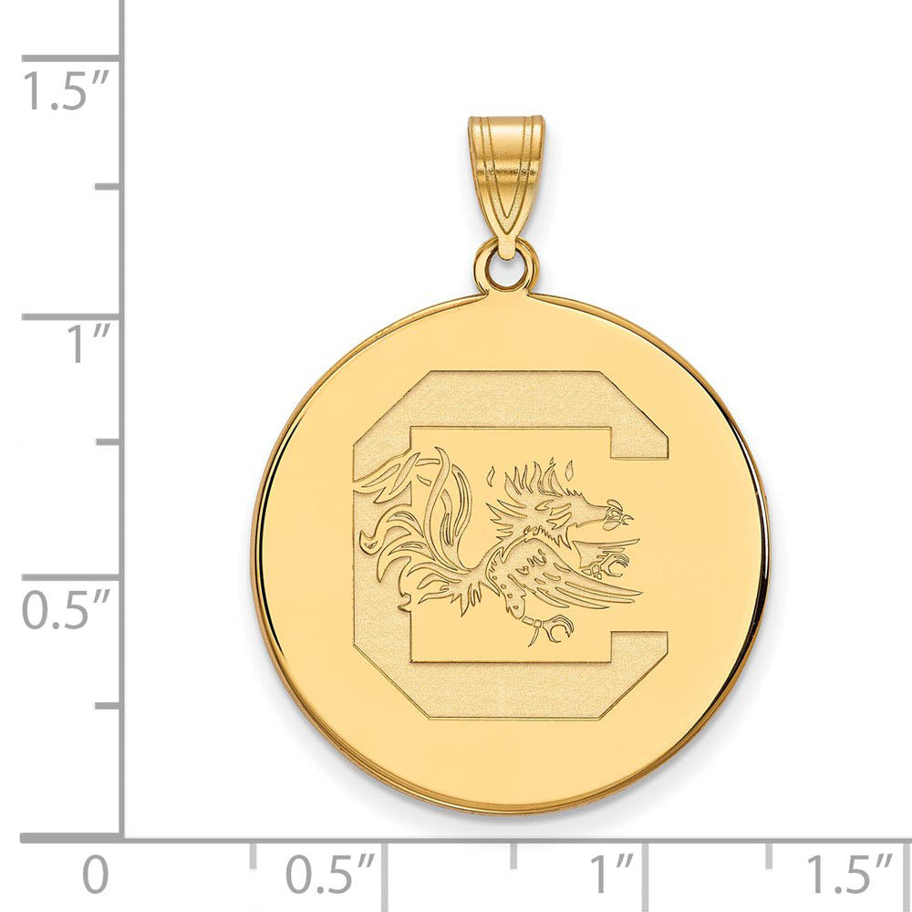 Alternate view of the 14k Yellow Gold South Carolina XL Disc Pendant by The Black Bow Jewelry Co.
