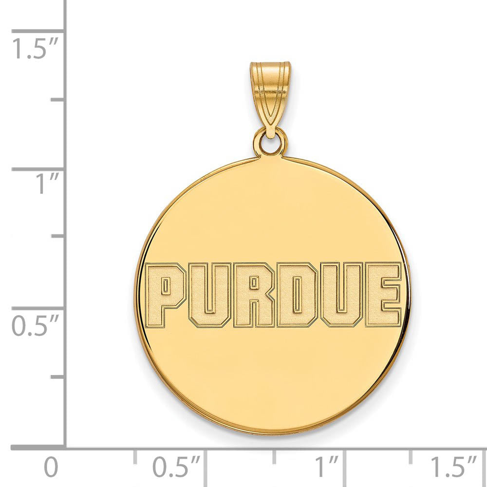 Alternate view of the 14k Yellow Gold Purdue XL Script Disc Pendant by The Black Bow Jewelry Co.