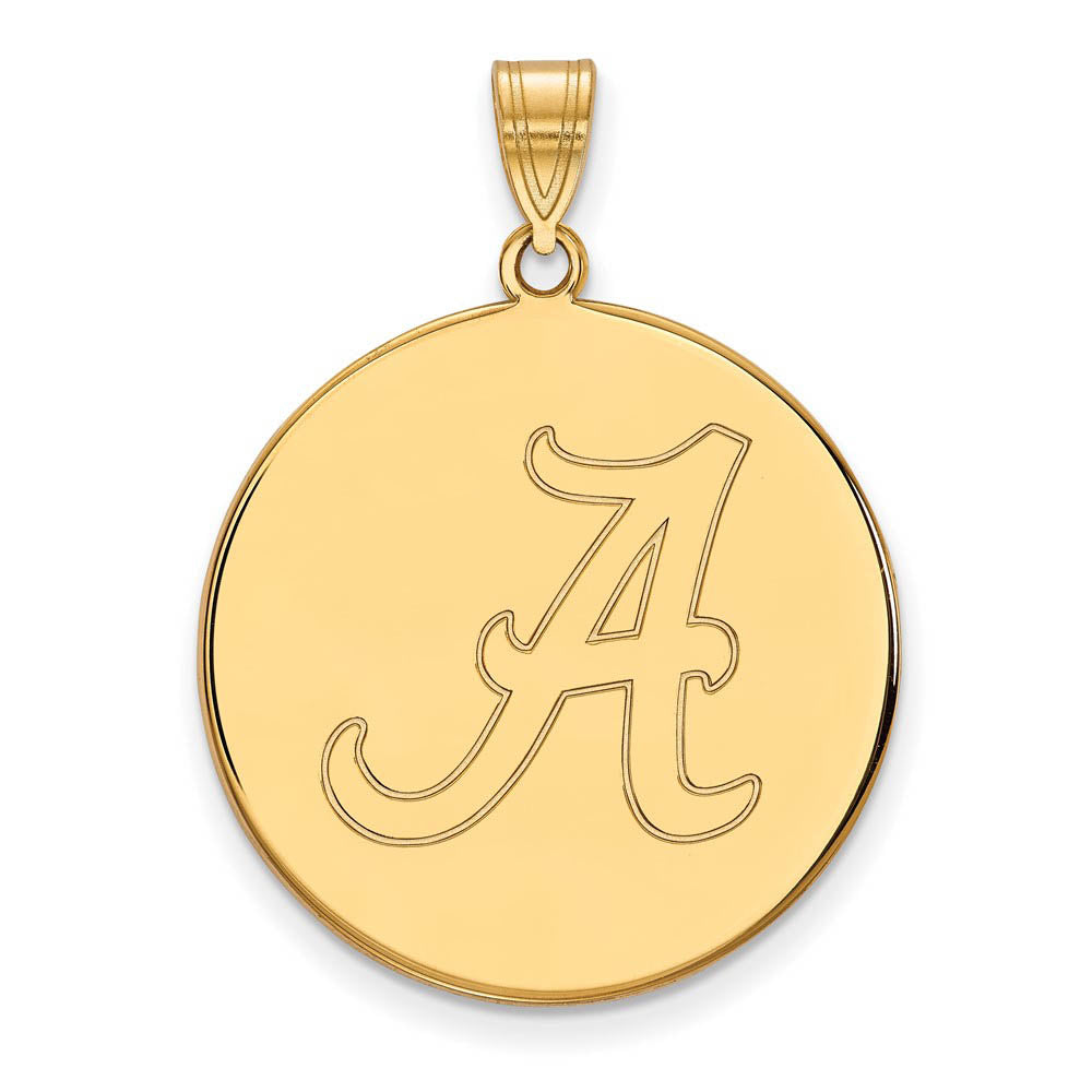 14k Yellow Gold U. of Alabama XL Initial A Disc Pendant, Item P22282 by The Black Bow Jewelry Co.