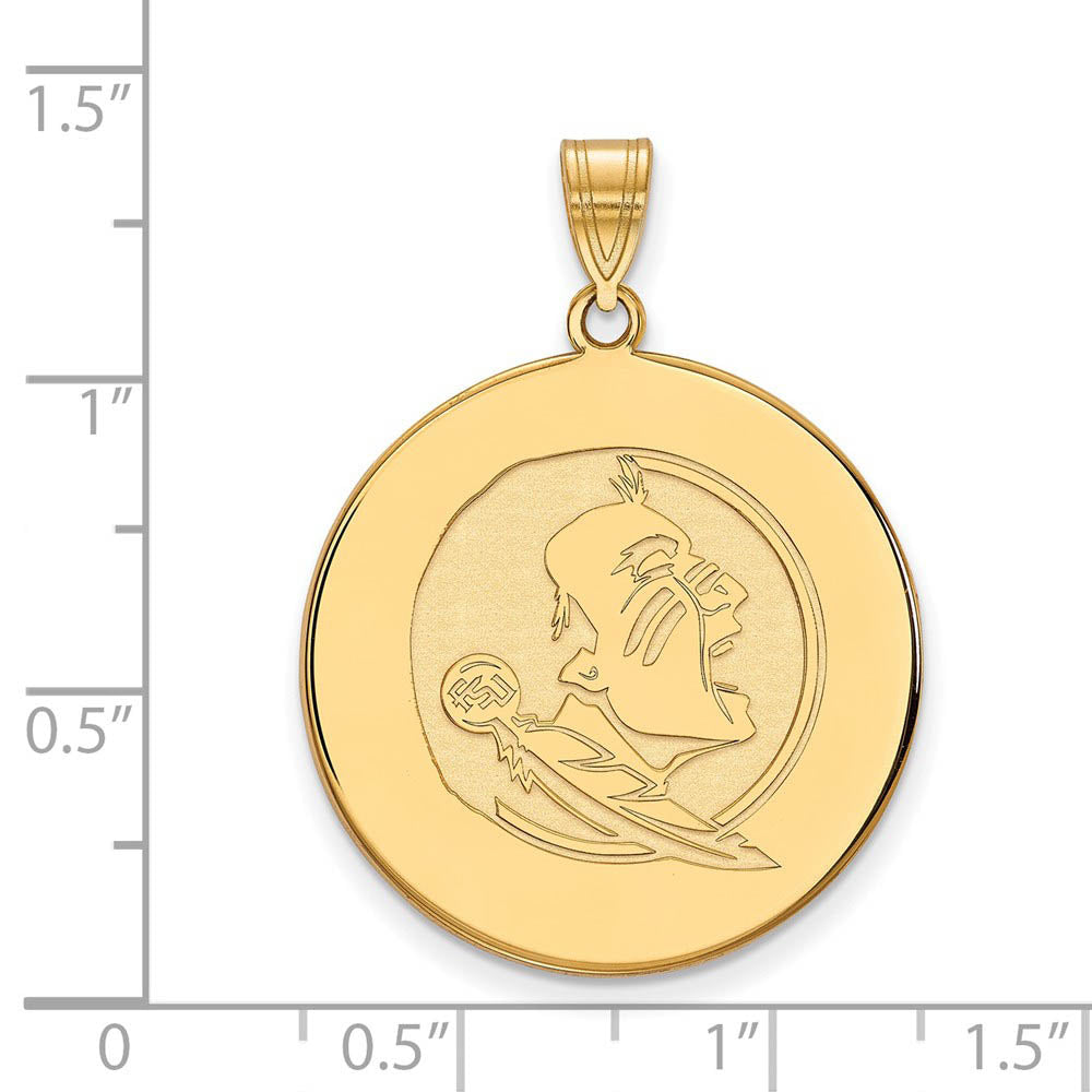 Alternate view of the 14K Yellow Gold Florida State XL Mascot Disc Pendant by The Black Bow Jewelry Co.
