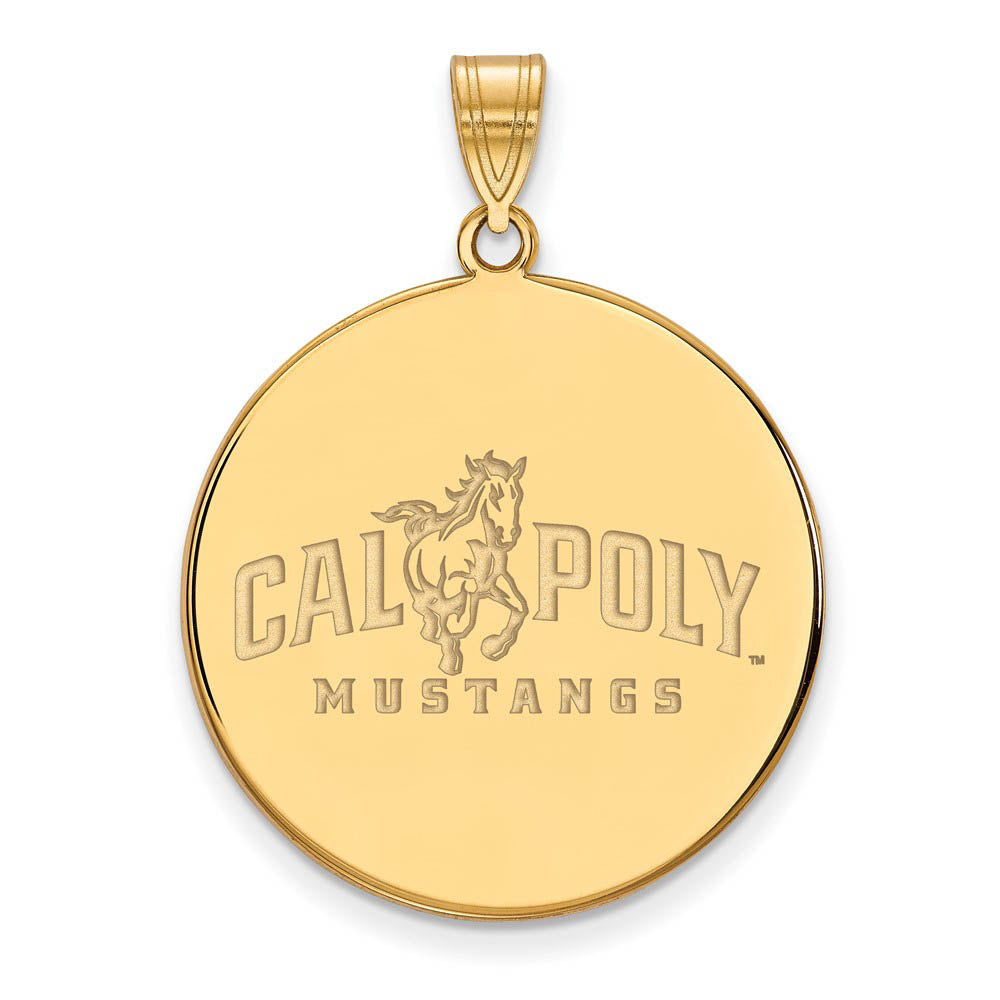 14k Gold Plated Silver California Polytech XL Disc Pendant, Item P22291 by The Black Bow Jewelry Co.