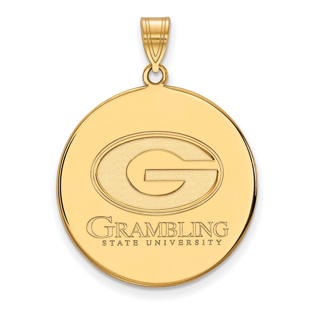 14k Gold Plated Silver Grambling State XL Disc Pendant, Item P22298 by The Black Bow Jewelry Co.
