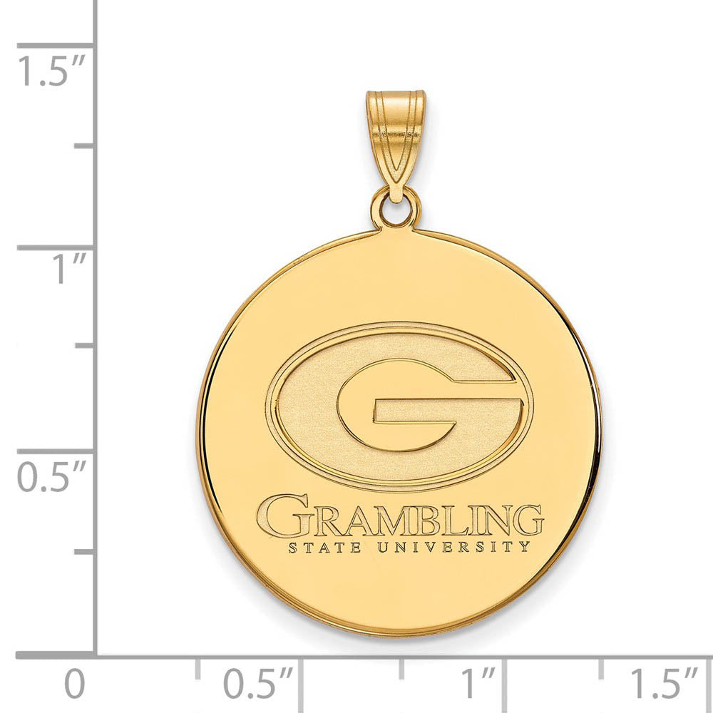 Alternate view of the 14k Gold Plated Silver Grambling State XL Disc Pendant by The Black Bow Jewelry Co.