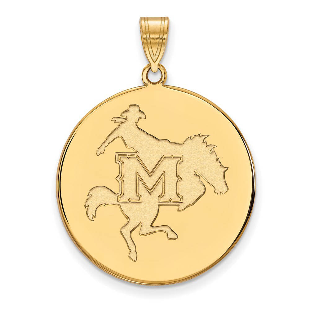 14k Gold Plated Silver McNeese State XL Disc Pendant, Item P22302 by The Black Bow Jewelry Co.