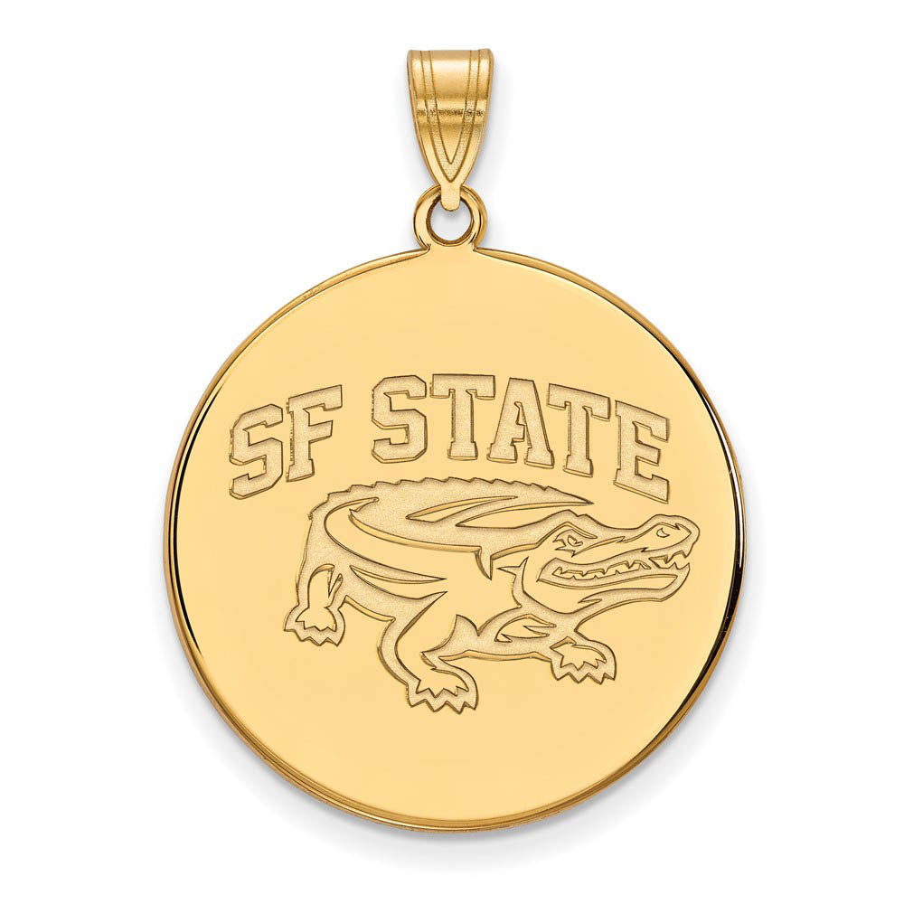14k Gold Plated Silver San Francisco State XL Disc Pendant, Item P22309 by The Black Bow Jewelry Co.