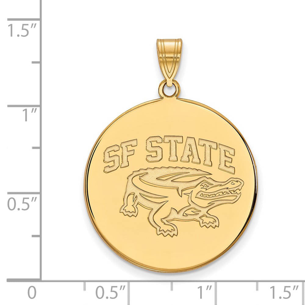 Alternate view of the 14k Gold Plated Silver San Francisco State XL Disc Pendant by The Black Bow Jewelry Co.
