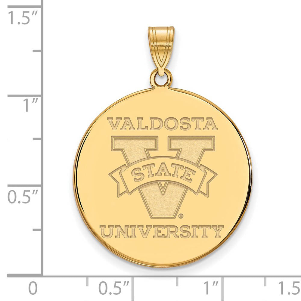 Alternate view of the 14k Gold Plated Silver Valdosta State XL Disc Pendant by The Black Bow Jewelry Co.
