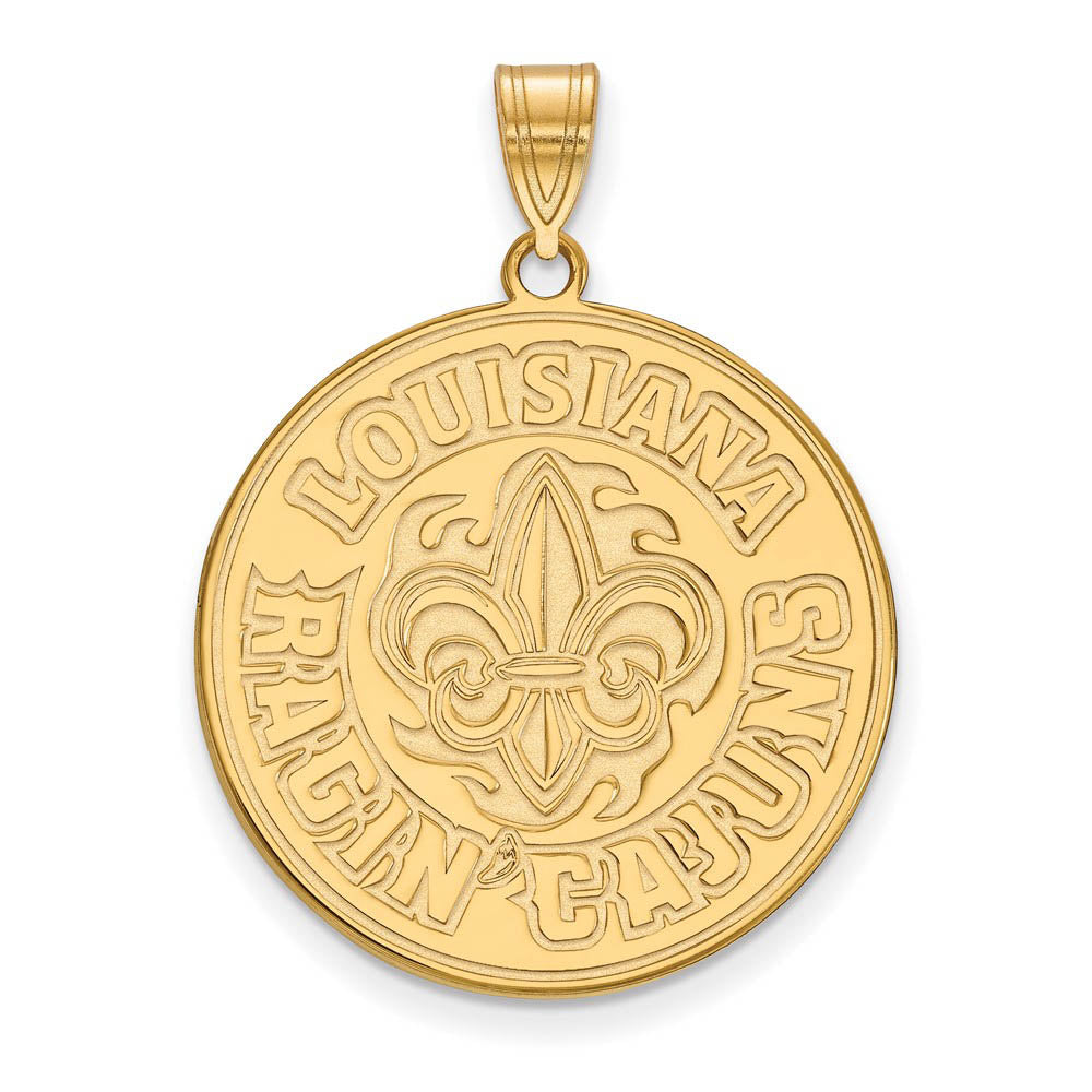 14k Gold Plated Silver U. of Louisiana at Lafayette XL Pendant, Item P22326 by The Black Bow Jewelry Co.