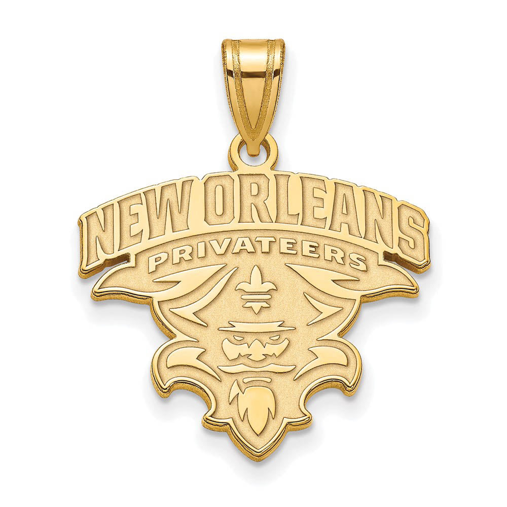 14k Gold Plated Silver U. of New Orleans XL Pendant, Item P22329 by The Black Bow Jewelry Co.