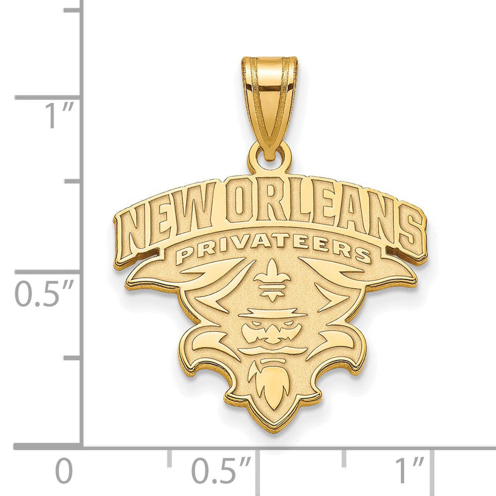 Alternate view of the 14k Gold Plated Silver U. of New Orleans XL Pendant by The Black Bow Jewelry Co.