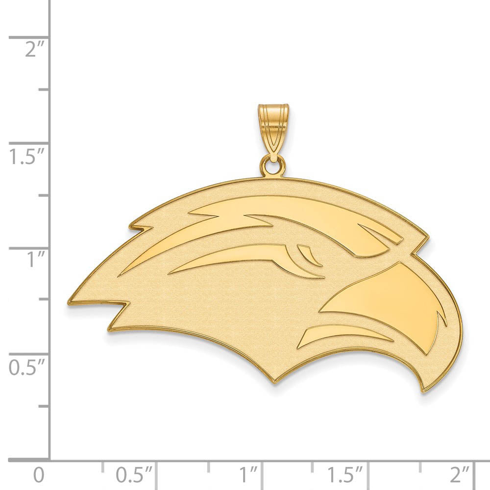 Alternate view of the 14k Gold Plated Silver Southern Miss XL Pendant by The Black Bow Jewelry Co.