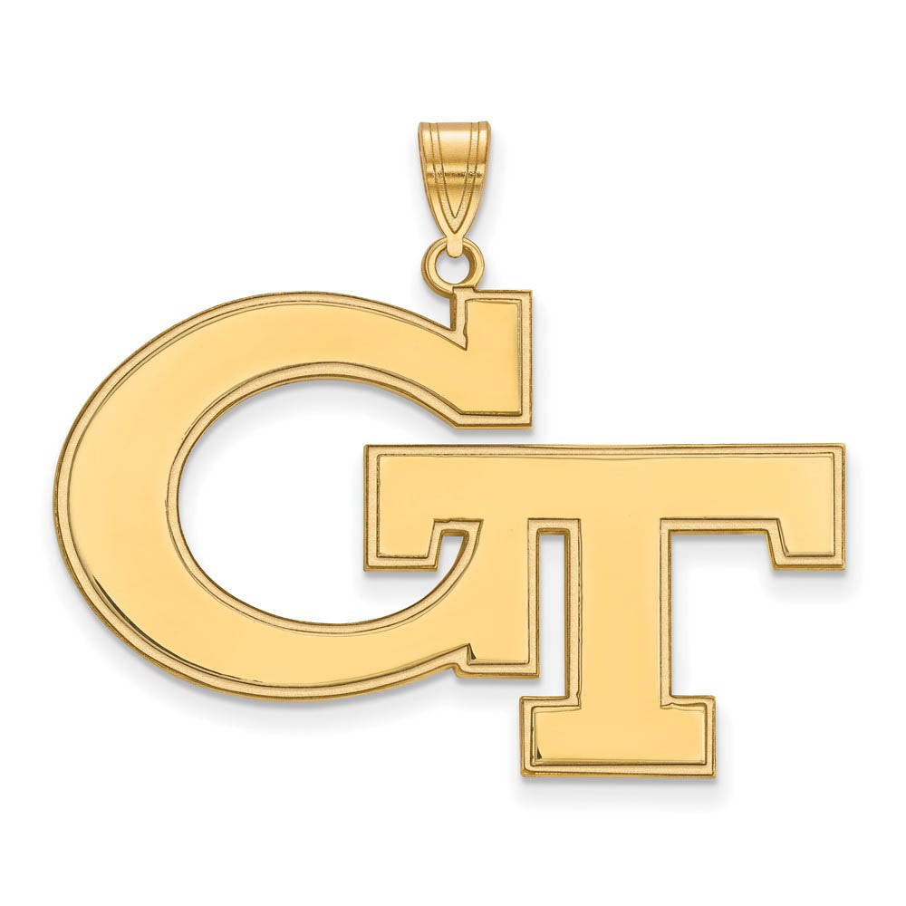 14k Gold Plated Silver Georgia Technology XL Pendant, Item P22335 by The Black Bow Jewelry Co.