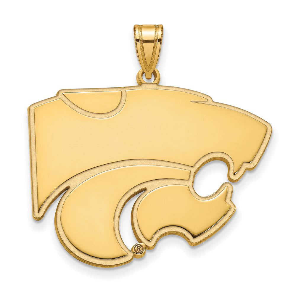 14k Gold Plated Silver Kansas State XL Pendant, Item P22337 by The Black Bow Jewelry Co.