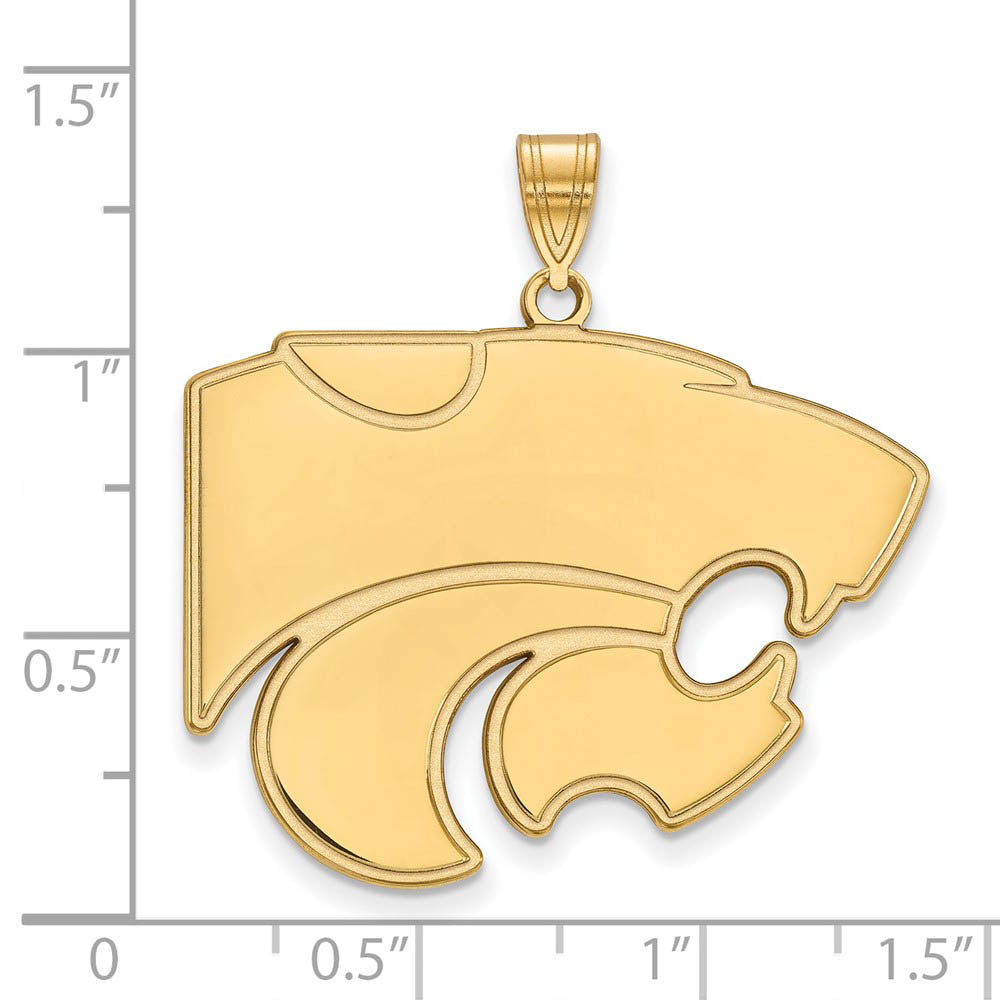 Alternate view of the 14k Gold Plated Silver Kansas State XL Pendant by The Black Bow Jewelry Co.