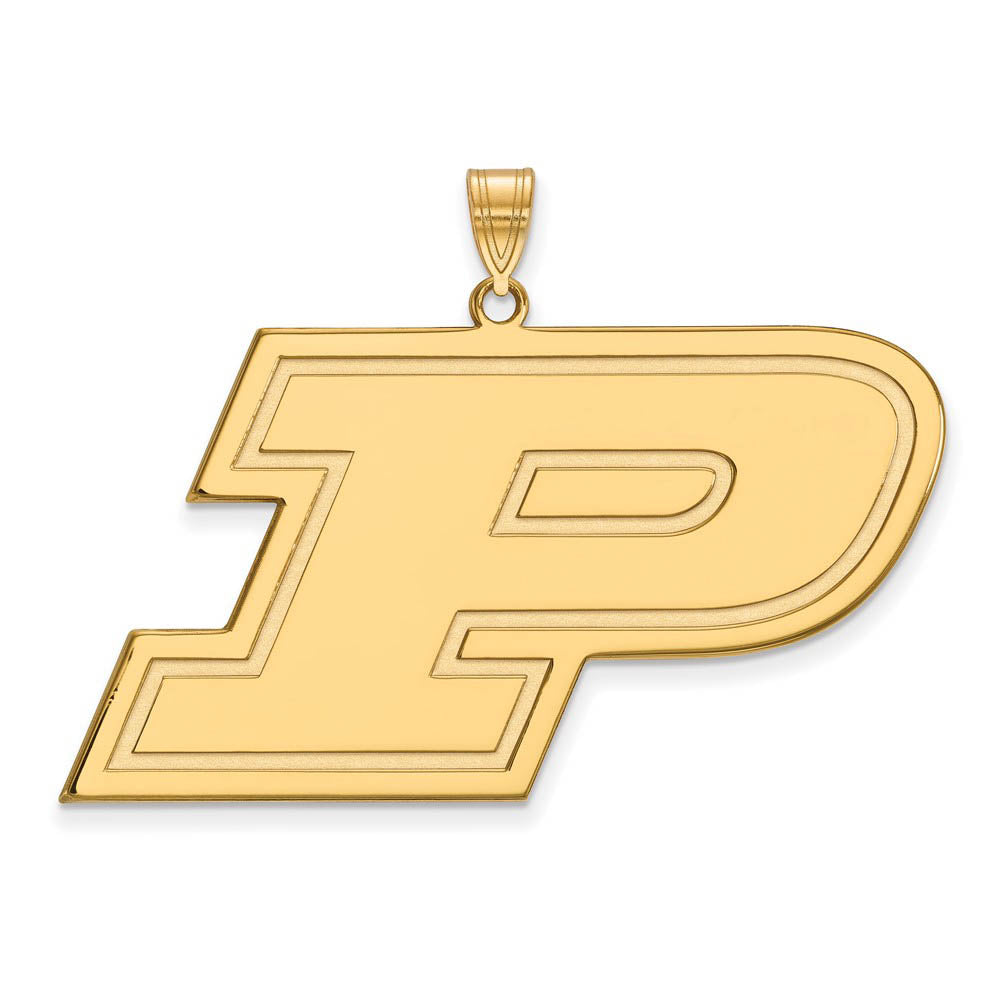 14k Gold Plated Silver Purdue XL Initial P Pendant, Item P22340 by The Black Bow Jewelry Co.