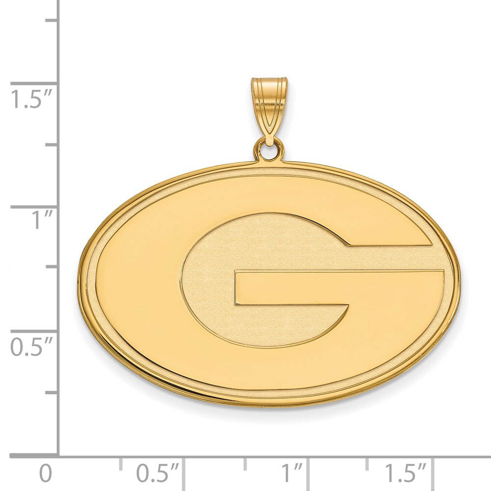 Alternate view of the 14k Gold Plated Silver U. of Georgia XL 'G' Pendant by The Black Bow Jewelry Co.