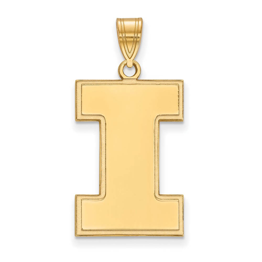 14k Gold Plated Silver U. of Illinois XL Initial I Pendant, Item P22345 by The Black Bow Jewelry Co.