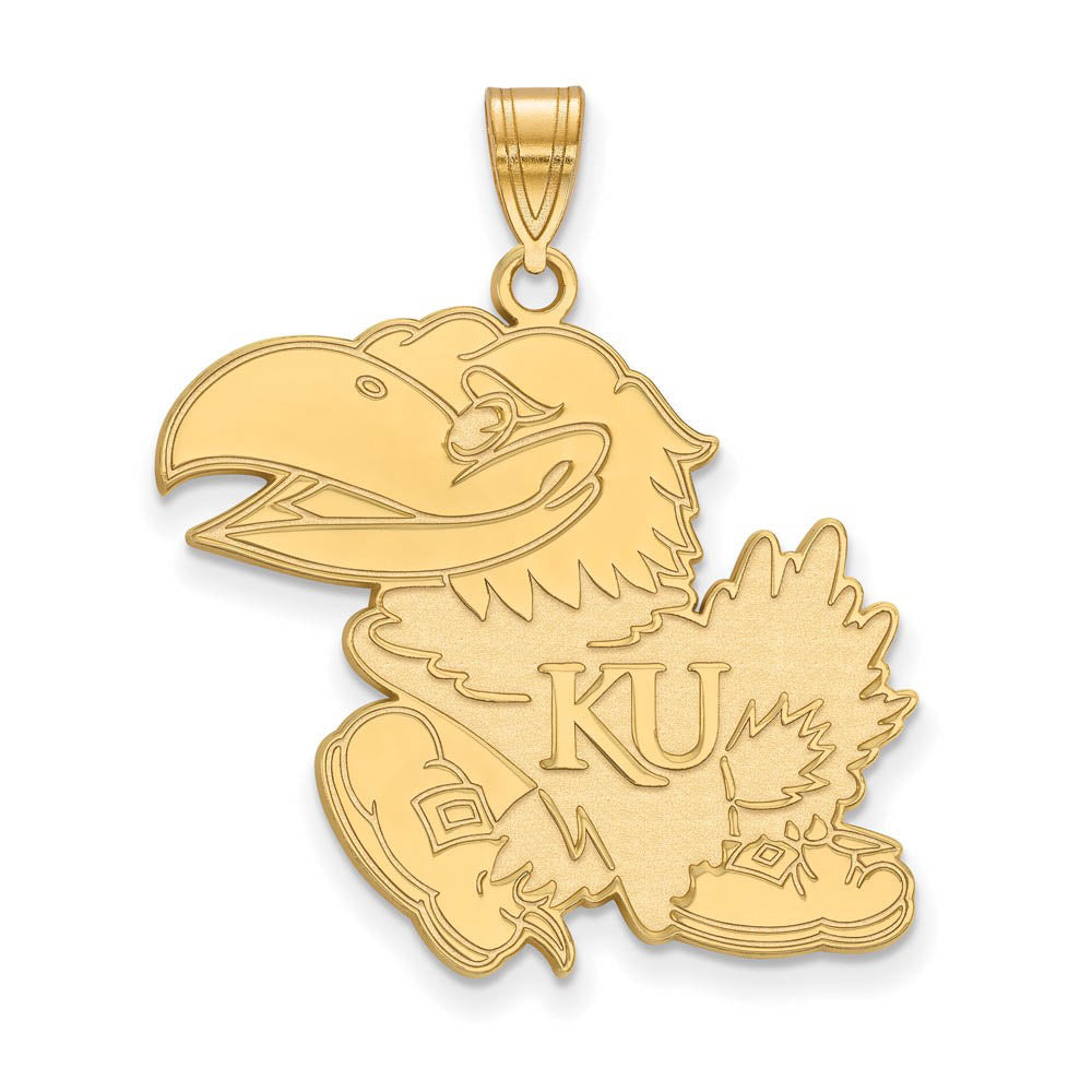 14k Gold Plated Silver U. of Kansas XL Pendant, Item P22347 by The Black Bow Jewelry Co.