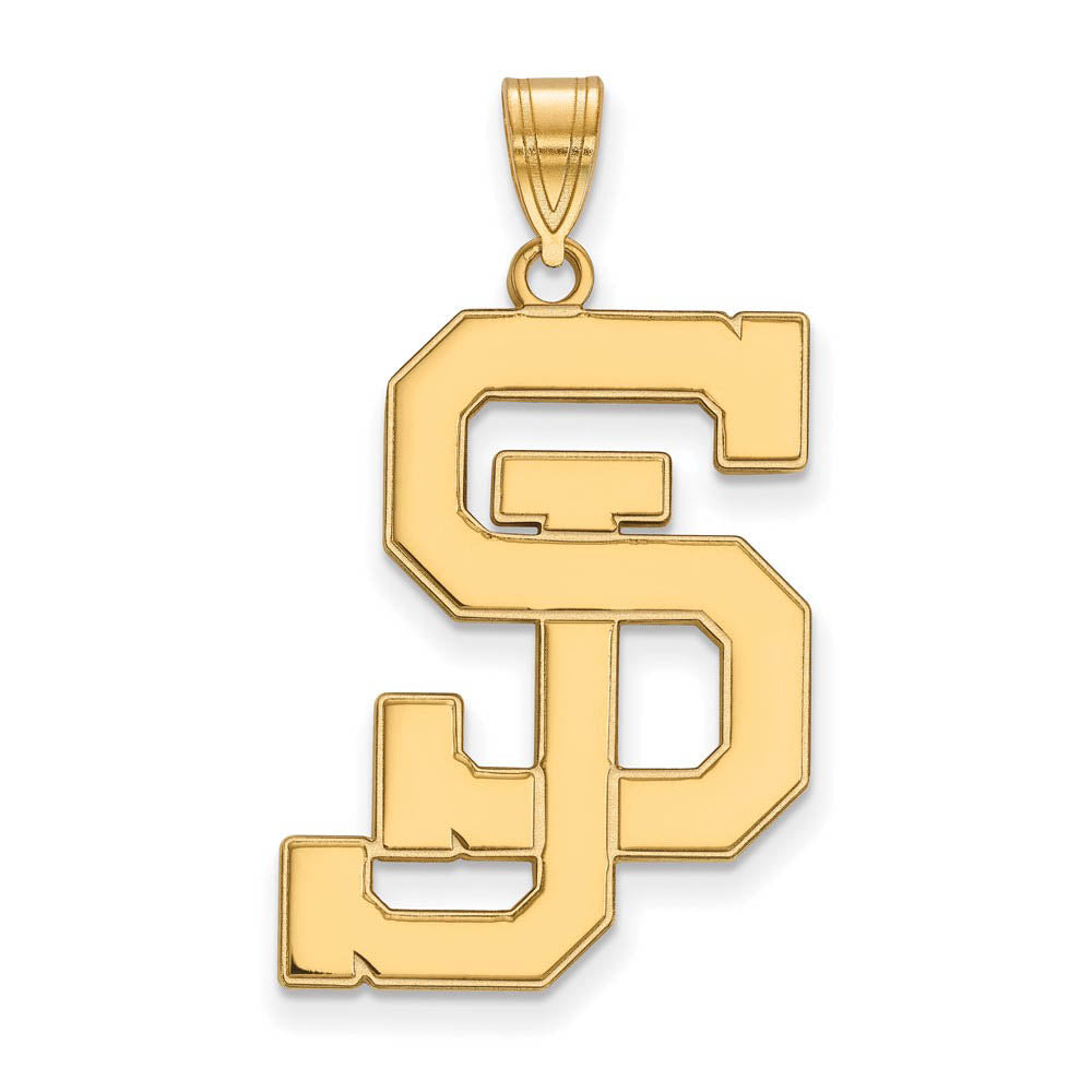 14k Gold Plated Silver San Jose State XL Pendant, Item P22356 by The Black Bow Jewelry Co.