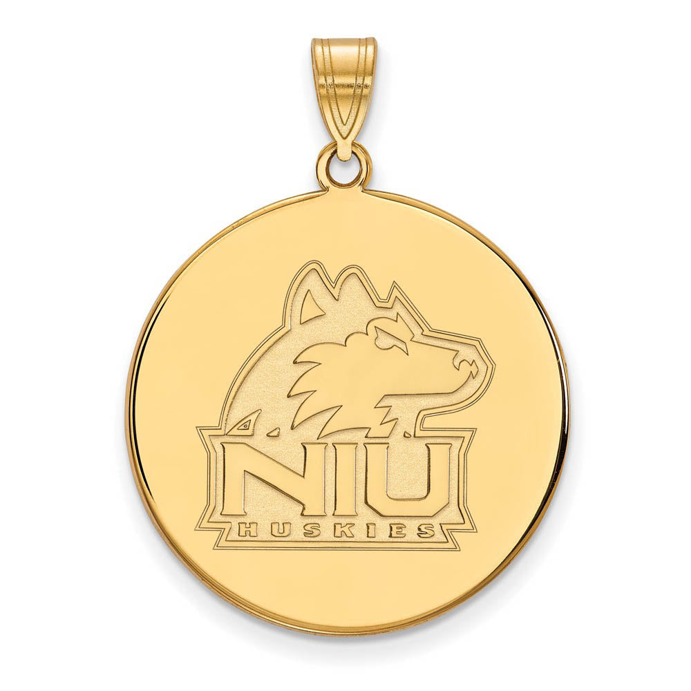 14k Gold Plated Silver Northern Illinois U. XL Logo Disc Pendant, Item P22365 by The Black Bow Jewelry Co.