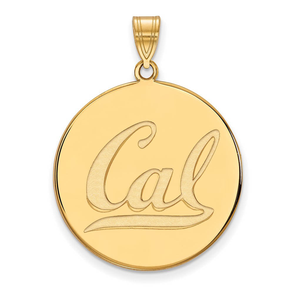 14k Gold Plated Silver California Berkeley XL 'Cal' Disc Pendant, Item P22380 by The Black Bow Jewelry Co.