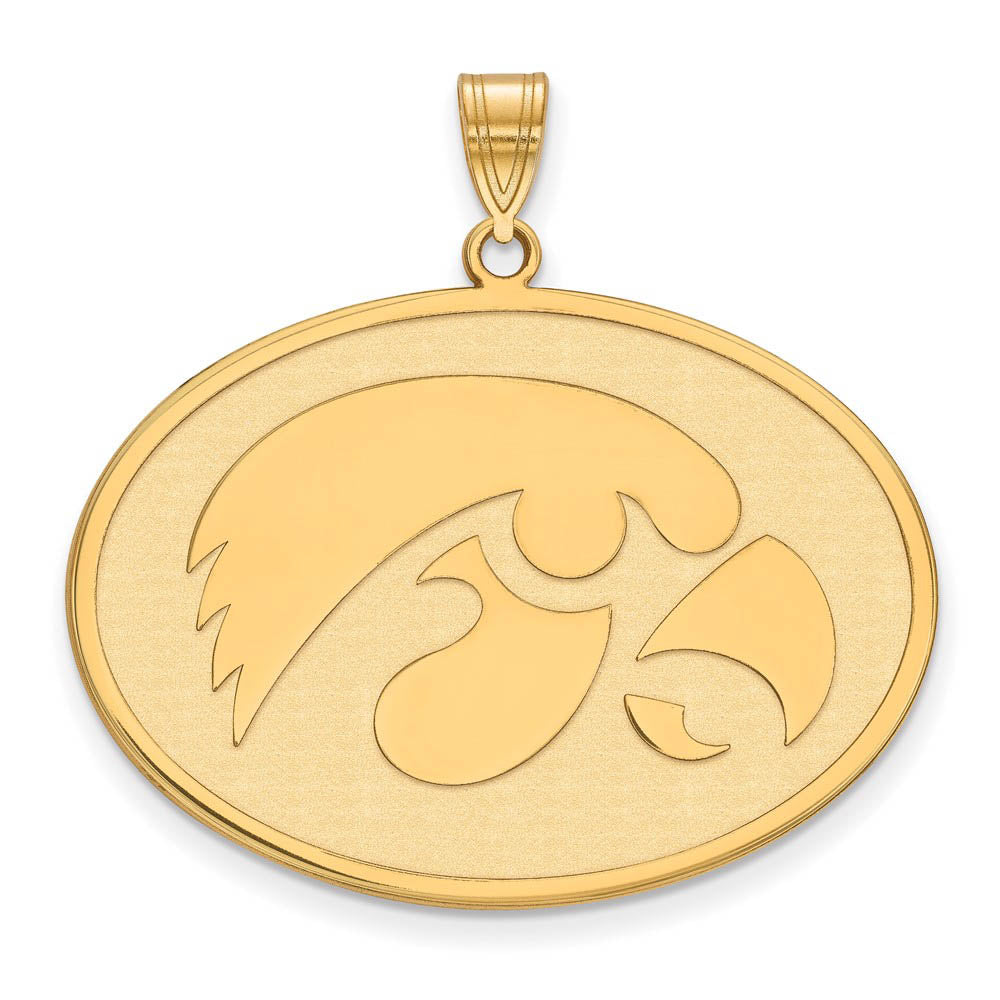 14k Gold Plated Silver U. of Iowa XL Pendant, Item P22385 by The Black Bow Jewelry Co.