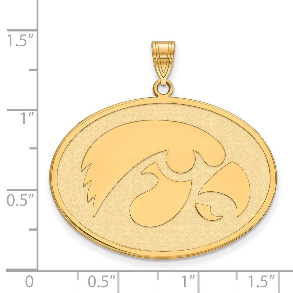 Alternate view of the 14k Gold Plated Silver U. of Iowa XL Pendant by The Black Bow Jewelry Co.