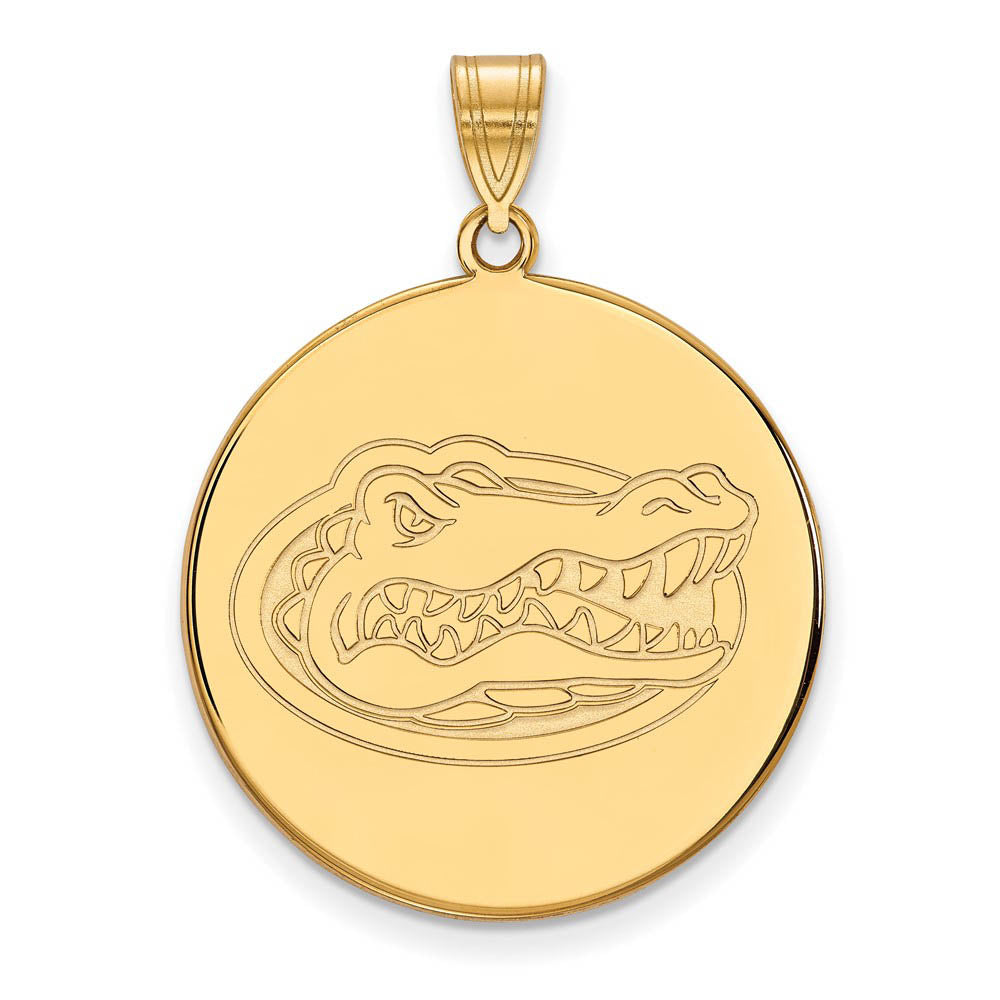 14k Gold Plated Silver U. of Florida XL Disc Mascot Pendant, Item P22409 by The Black Bow Jewelry Co.