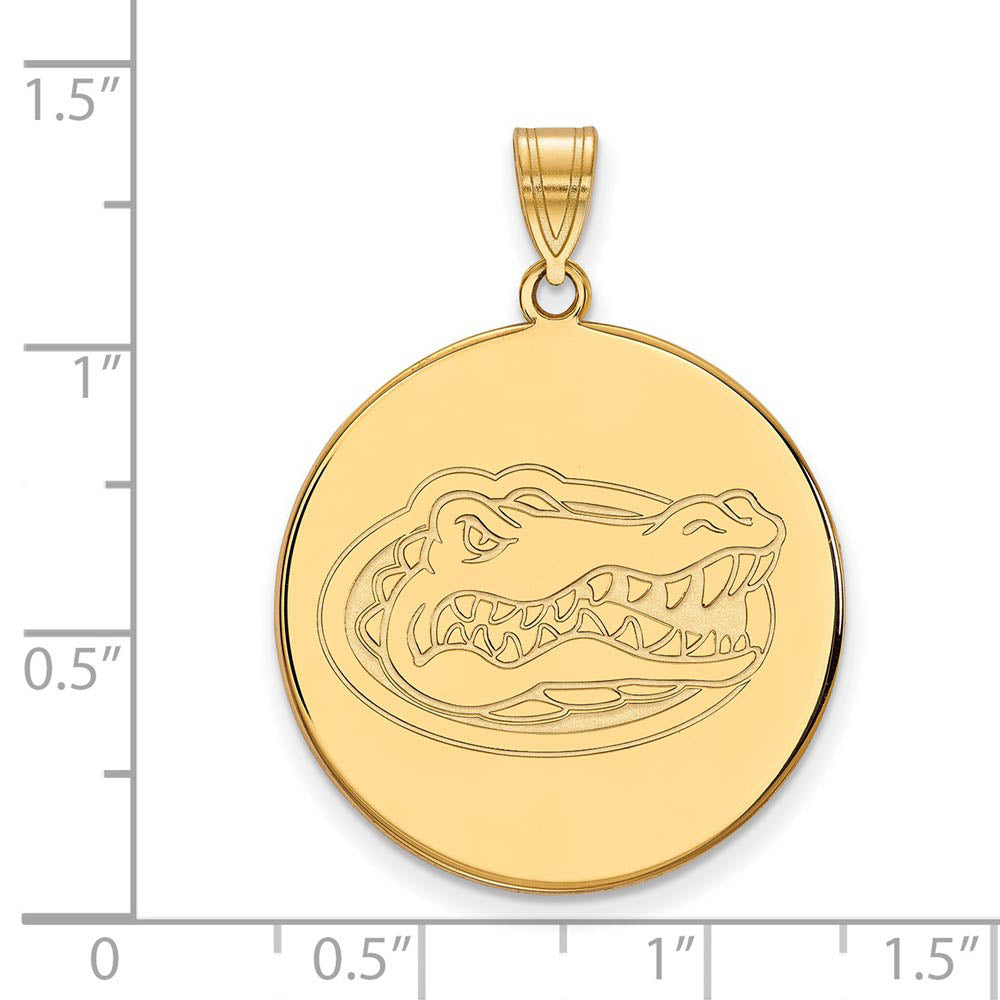 Alternate view of the 14k Gold Plated Silver U. of Florida XL Disc Mascot Pendant by The Black Bow Jewelry Co.