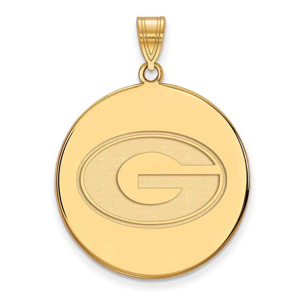14k Gold Plated Silver U. of Georgia XL Disc 'G' Pendant, Item P22411 by The Black Bow Jewelry Co.