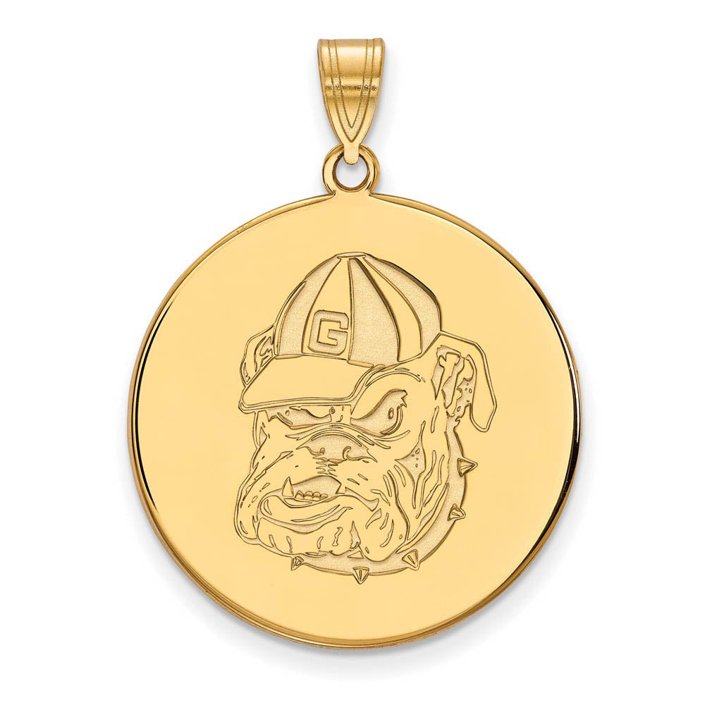 14k Gold Plated Silver U. of Georgia XL Mascot Disc Pendant, Item P22413 by The Black Bow Jewelry Co.