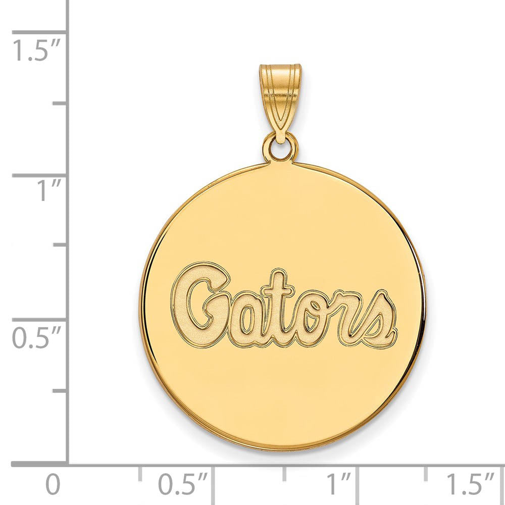 Alternate view of the 14k Gold Plated Silver U. of Florida XL Disc Pendant by The Black Bow Jewelry Co.