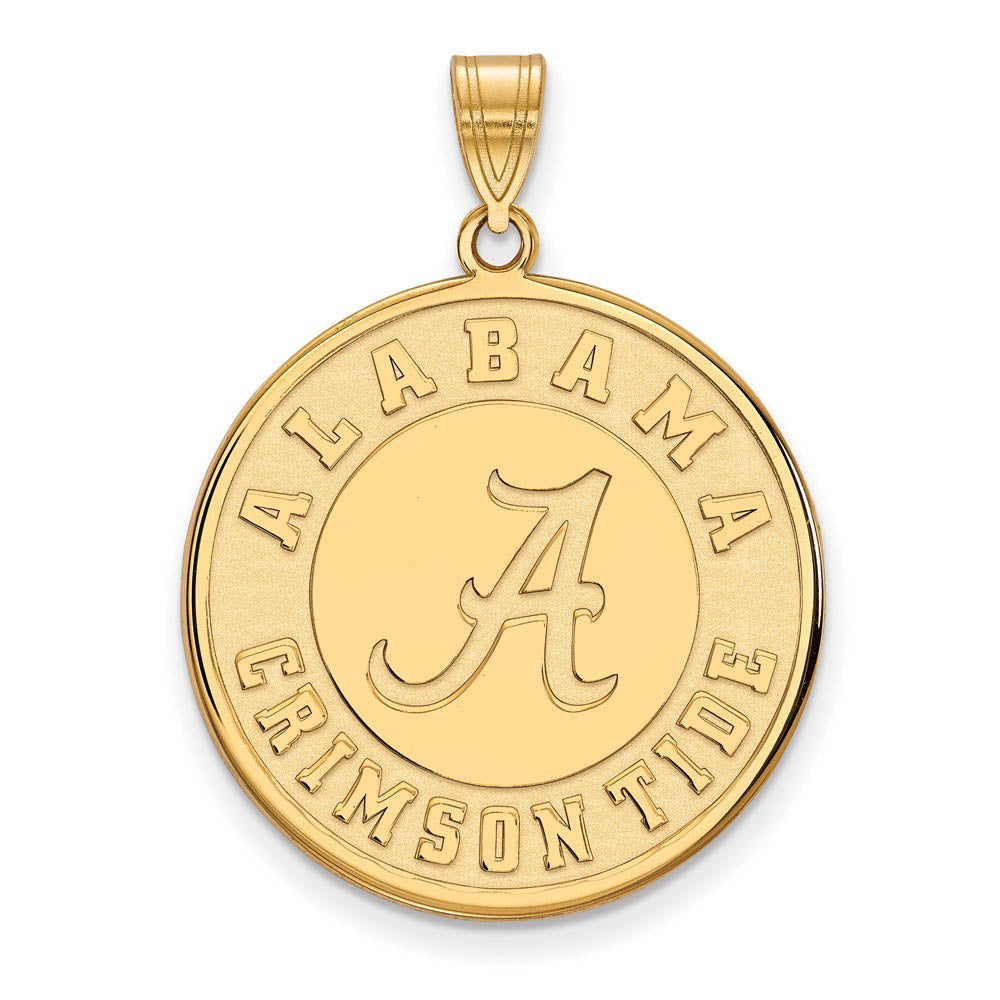 14k Gold Plated Silver U. of Alabama XL Disc Pendant, Item P22419 by The Black Bow Jewelry Co.