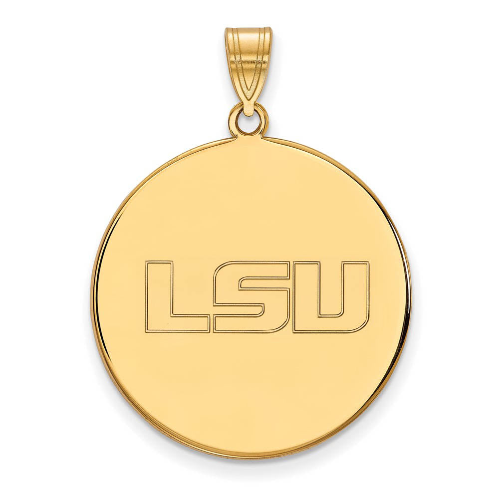 14k Gold Plated Silver Louisiana State XL Disc Pendant, Item P22422 by The Black Bow Jewelry Co.