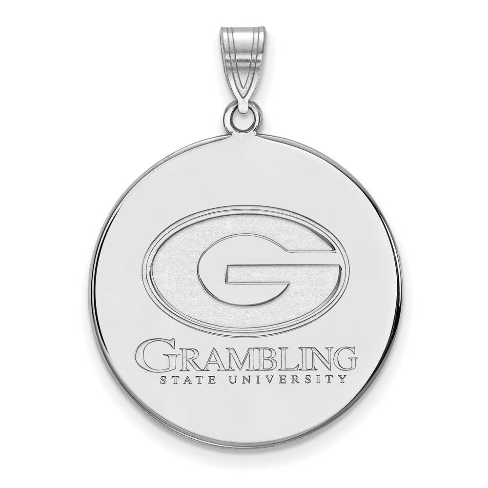 Sterling Silver Grambling State XL Disc Pendant, Item P22433 by The Black Bow Jewelry Co.