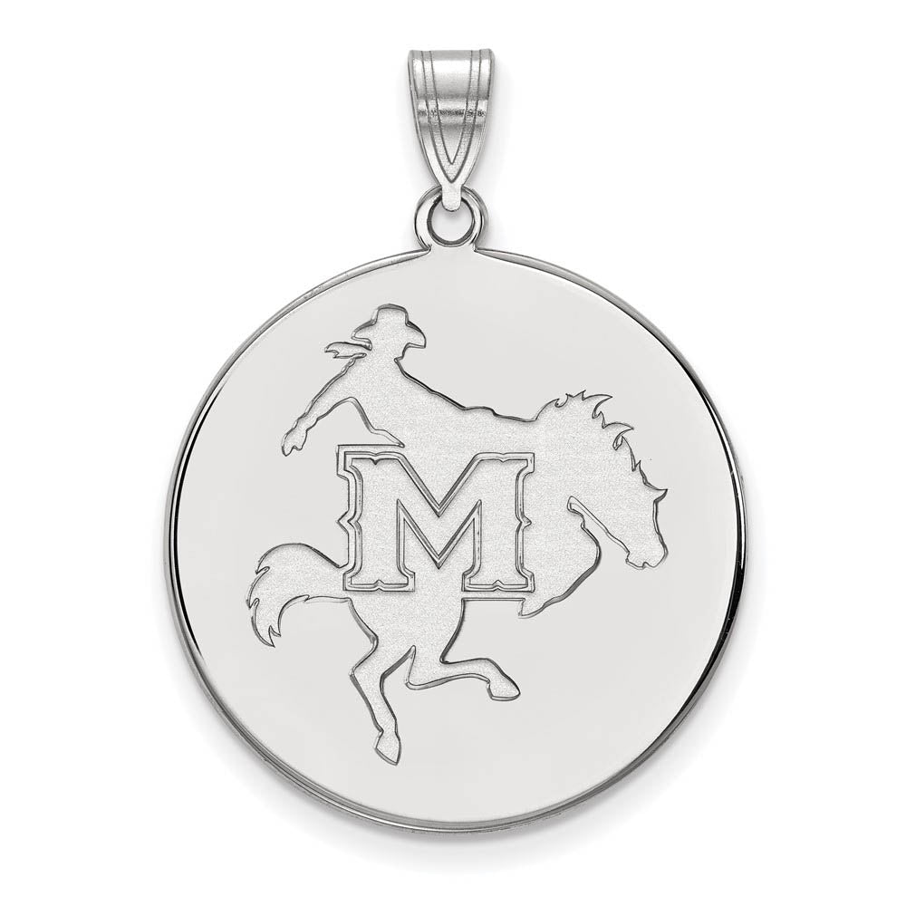 Sterling Silver McNeese State XL Disc Pendant, Item P22438 by The Black Bow Jewelry Co.