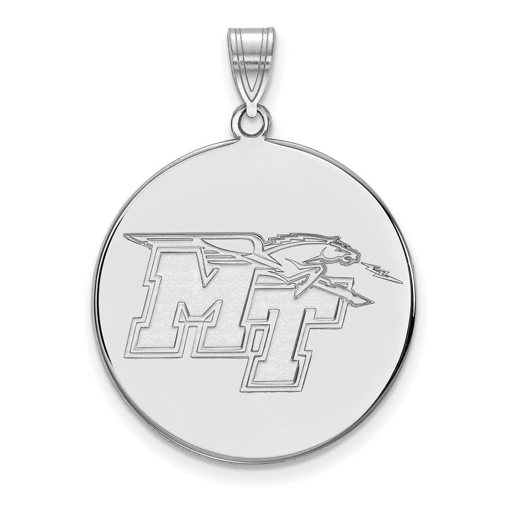 Sterling Silver Middle Tennessee State XL Disc Pendant, Item P22439 by The Black Bow Jewelry Co.